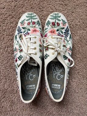 Rifle Paper Co. White Floral Embroidered Women’s Sneakers
